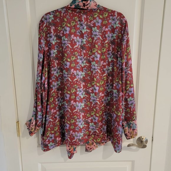 Johnny Was Silk Smoking Jacket/Kimono  XL size  NWOT - Picture 4 of 13